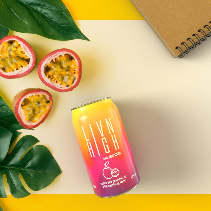 LIVN HIGH Range - Vodka & Passionfruit with Sparkling water 330ml Cans x 10pack