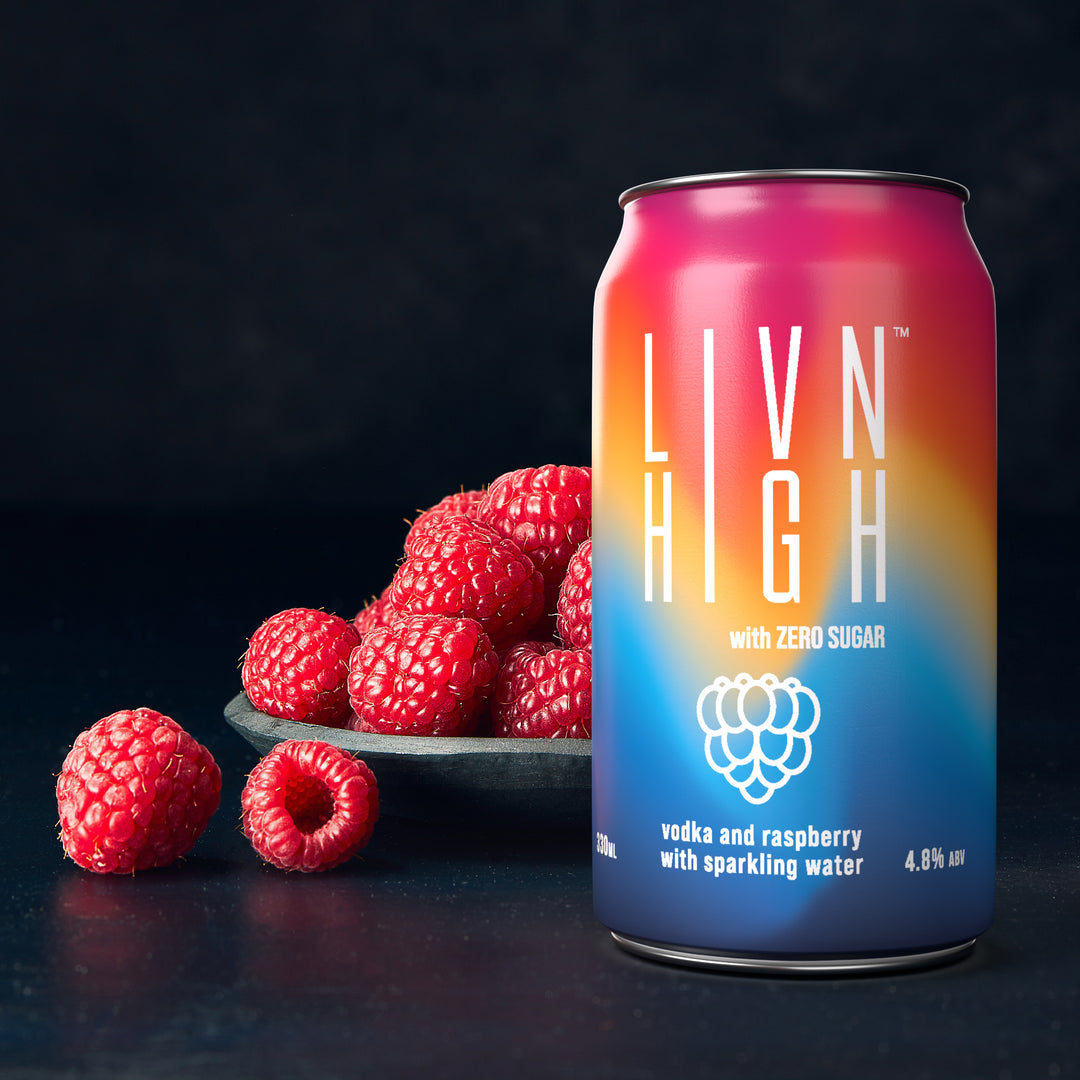 LIVN HIGH Range - Vodka & Raspberry with Sparkling water 330ml Cans x 10pack