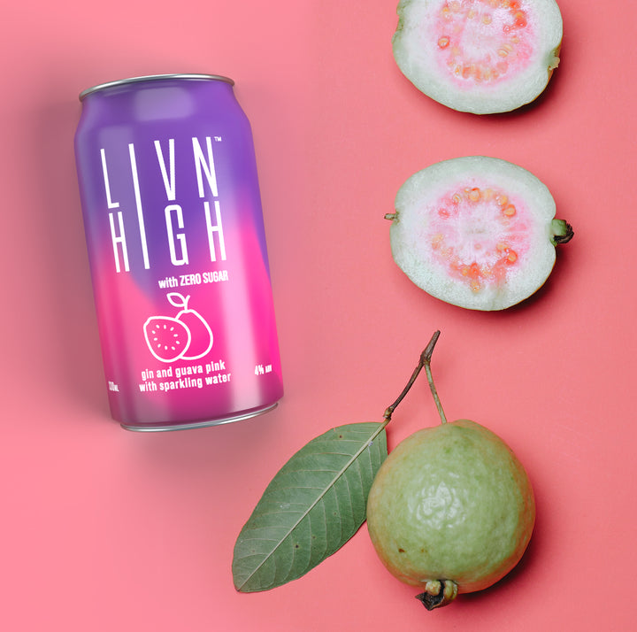 LIVN HIGH Range - Gin & Guava Pink with Sparkling water 330ml Cans x 10pack